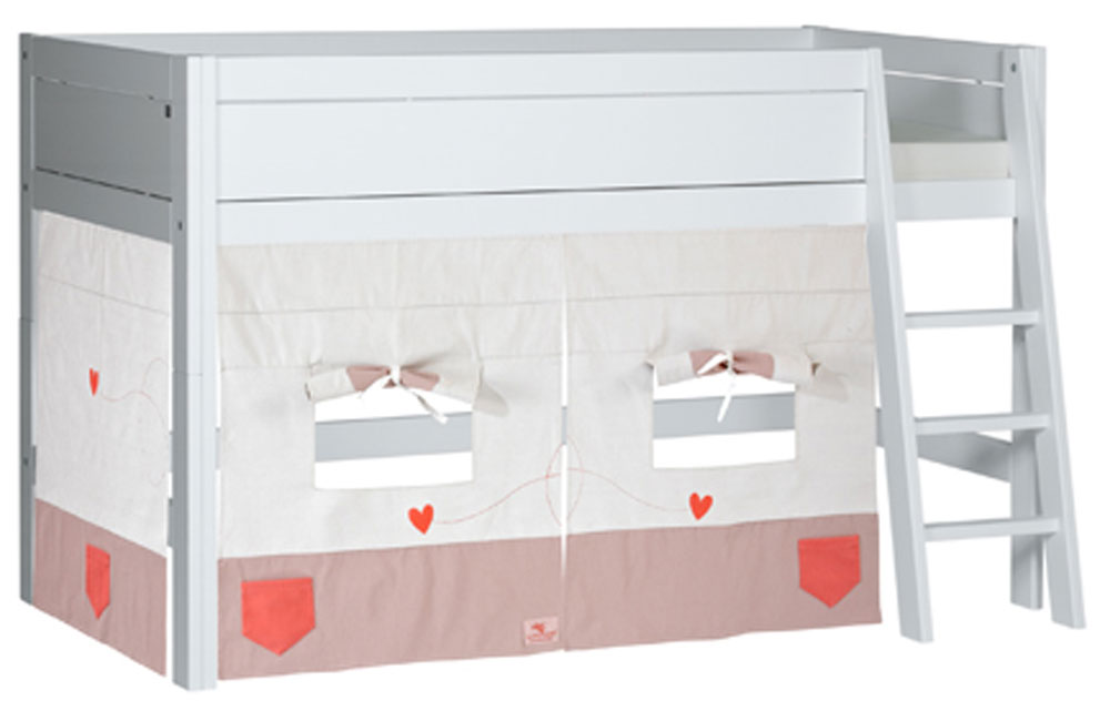 4602_Lifetime-Halbhoches-Bett-mit-Vorhang-Sugar-Pie-in-Weiss